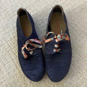 Derby shoes metallic blue nubuck